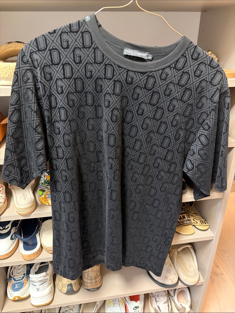 Dolce & Gabbana Charcoal Black Monogram Short Sleeve Tee